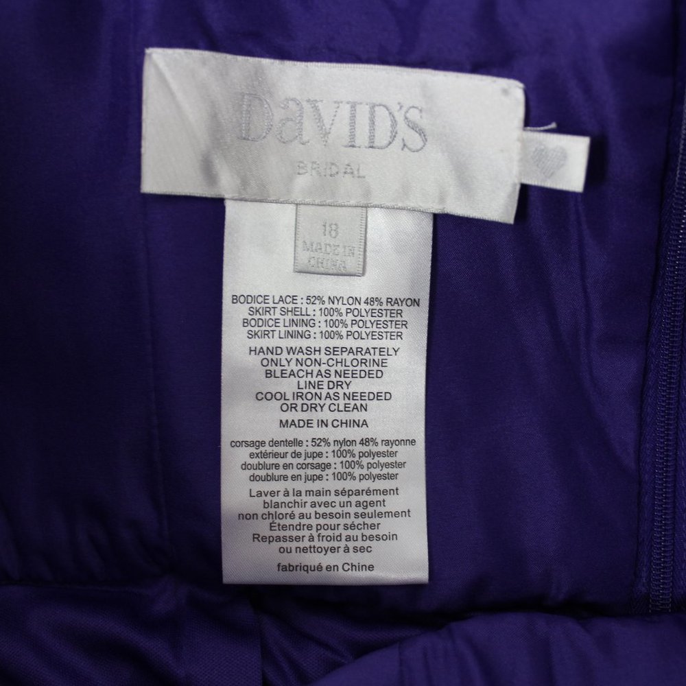 David's Bridal Long One Shoulder Lace Dress sz 18 Regency Purple elegant classy - Picture 8 of 12